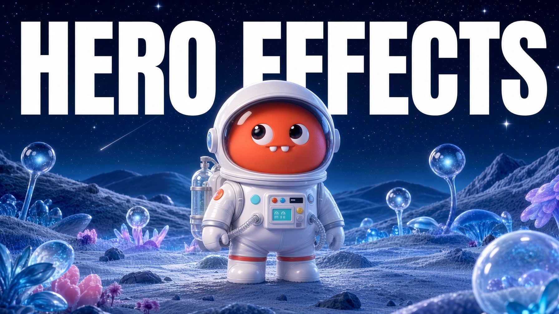 Moon Mascot — an astronaut character whose eyes follow the cursor